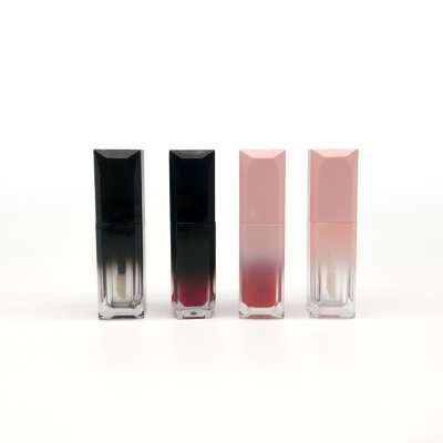 CY004  wholesale plastic cosmetics usage liquid lipstick tube case container 5ml black empty lip gloss tube with brush